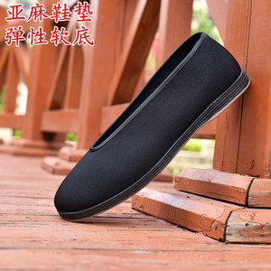 正品老北京布鞋传统中国风复古老头鞋元口黑色圆口中老年爸爸男鞋