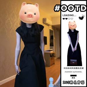 赫本风法式黑色无袖连衣裙子女夏季2024新款高级感小个子背心长裙