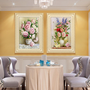 欧式餐厅装饰画饭厅餐桌墙上挂画牡丹绣球花发壁画餐厅墙面装饰