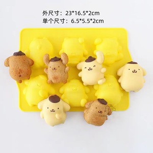 日式卡通6连布丁狗慕斯蛋糕硅胶模果冻雪糕石膏娃娃模滴胶模具