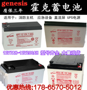 genesie霍克蓄电池NP-12V7AH17AH24AH33AH38AH65AH100AH120AH铅酸