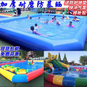 大型充气幼儿童抓鱼池户外游泳池滑梯泡沫机水上乐园手摇船玩具