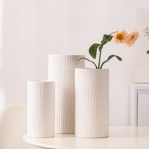 陶瓷花瓶白色水养落地富贵竹水培直筒加大号家用客厅插花装饰摆件