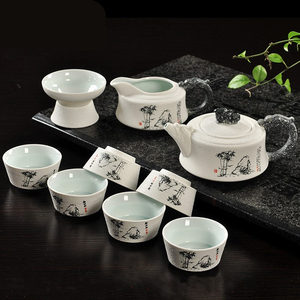 雪花茶具套装家用功夫茶具茶杯盖碗小茶壶陶瓷客厅办公室泡茶用品