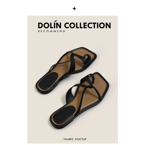 Dolin collection韩国个性方头套趾罗马拖鞋女夏季新款外穿凉鞋女