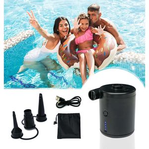 打气筒游泳圈充气泵USB充电动气泵抽拉蓄电水上玩具游泳池打气枪