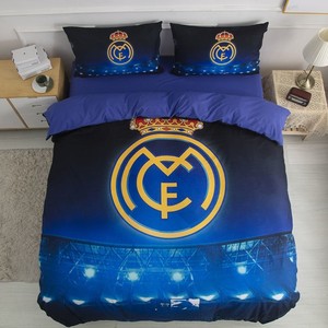 巴萨皇马梅西米兰足球队球迷床单人床上用品四件套学生被套三件套