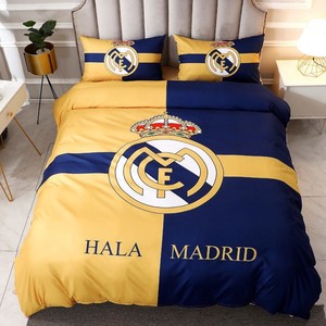 巴萨梅西C罗球迷足球学生宿舍三件套床上用品床单被罩皇马四件套