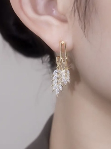 日韩设计感水晶麦穗耳环2023年新款潮气质百搭高级感耳钉耳饰女