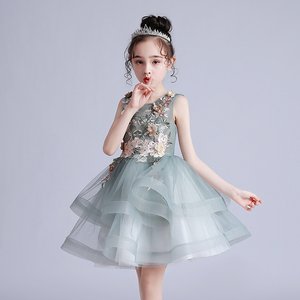 女童公主裙夏季蓬蓬纱小女孩短裙超洋气儿童连衣裙钢琴演出表演服