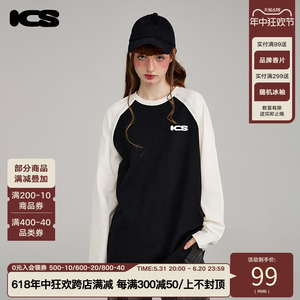 【田嘉瑞同款】iconslab美式复古ICS插肩袖长袖打底衫男女情侣T恤
