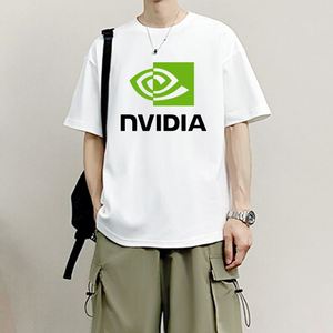 英伟达NVIDIA RTX短袖T恤男士衣服宽松夏季上衣白色印花黑色上衣
