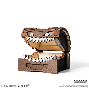 小心被咬！怪物宝箱收纳盒子木质 创意工艺品摆件