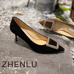 臻路Zhenlu2023秋冬新款韩版设计师女鞋真皮高跟单鞋30078-157