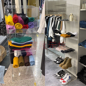 亚克力收纳透明展示柜服装店鞋子包包饰品多层展示架置物陈列货架