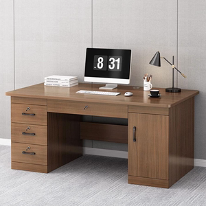电脑桌台式简约桌子工作台带抽屉带锁办公桌家用书桌职员桌椅组合