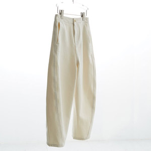 今年流行薄款白色阔腿裤女2024韩版小众设计感高腰无腰头香蕉裤