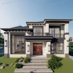 新中式农村自建房别墅设计图纸二三层半小洋房网红房子2024定制款