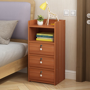 床头柜现代简约小型简易家用收纳带锁储物柜置物架卧室床边小柜子
