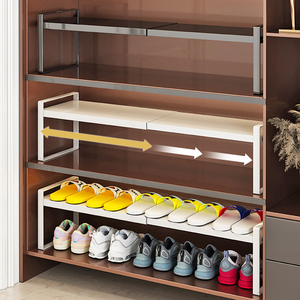 鞋子神器收纳鞋柜隔板分层架托架柜内可伸缩置物架柜子分割断拖鞋