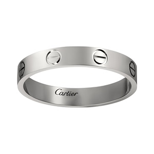 二手99新Cartier/卡地亚LOVE系列窄版白金戒指 婚戒 男女同款