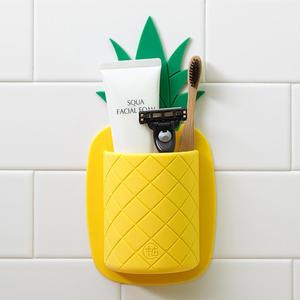卫生间放梳子的收纳筒菠萝青柚工坊免打孔浴室牙刷硅胶置物架免胶