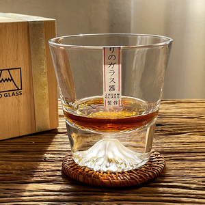 日式玻璃水杯创意水晶富士山冰山杯手工威士忌鸡尾酒杯洋酒冷饮杯