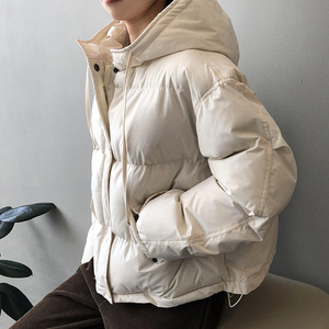 韩国连帽棉服女冬季短款韩系温柔面包服小个子韩版宽松保暖棉衣