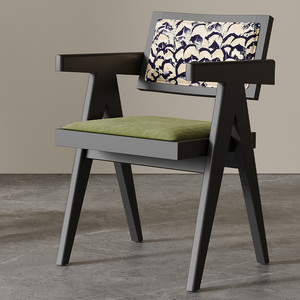 北欧实木家用餐椅设计师小户型有扶手现代简约田园风民宿休闲椅子