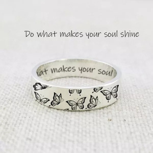 原创蝴蝶戒指Do What Makes Your Soul Shine 欧美简约复古指环女