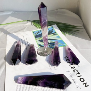 天然乌拉圭紫水晶原石打磨权杖魔法棒摆件色浓体透一物一图高端柱