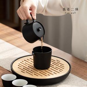 日本CZ功夫茶具套装家用客厅黑色日式简约小型小套轻奢茶壶茶杯礼