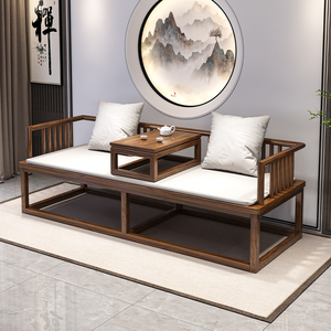 新中式全实木罗汉床明式客厅家用小户型简约沙发床两用禅意罗汉椅