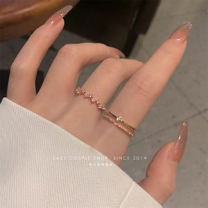 韩版开口可调节女生ins轻奢高级感精致锆石食指戒指小众设计饰品