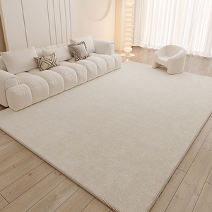 地毯客厅2024新款高级奶油风沙发防水免洗可擦白纯色卧室地垫加厚