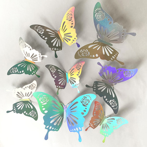 彩色款3D立体镂空蝴蝶贴纸艺术家居派对装饰婚礼背景墙贴拍摄布景