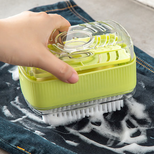肥皂起泡盒洗衣刷二合一带滚轮免手搓鞋刷子多功能香皂沥水收纳盒