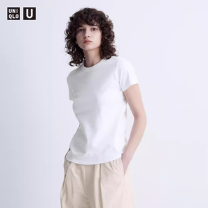 优衣库【UNIQLO U 】女装 圆领T恤(短袖百搭上衣) 455758 465756