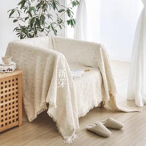沙发垫夏季北欧白色沙发巾沙发套罩棉线毯全盖三人防滑沙发布盖布