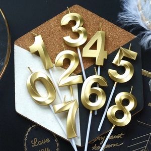 金色数字蜡烛蛋糕装饰插件镀金创意18岁单个大号无烟生日烘焙摆件