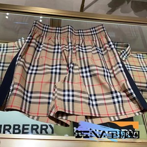 正品代购BURBERRY/博柏利 巴宝莉经典格纹短裤格子抽绳收紧带女款