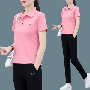 耐‍克顿NK品牌冰丝跑步运动服套装女夏季新款休闲短袖t恤两件套