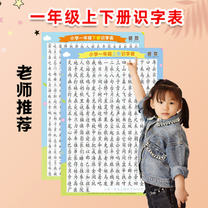 小学生一年级语文上册下册认字生字识字表挂图幼儿园卡片学习墙贴