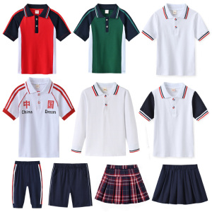 男女童polo衫短袖翻领t恤夏季儿童白色红色绿小学生校服夏装上衣