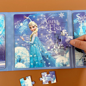 冰雪奇缘爱莎公主磁力拼图书益智玩具3-4-56岁儿童迪士尼拼图女孩