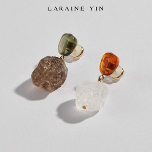 LARAINE YIN原创夸张耳环女独特设计天然异形石头个性耳钉耳饰
