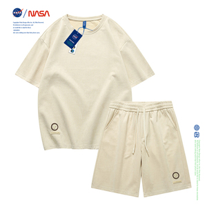 NASA重磅短袖T恤男夏季酷帅穿搭套装 情侣短衣短裤一套搭配帅气女