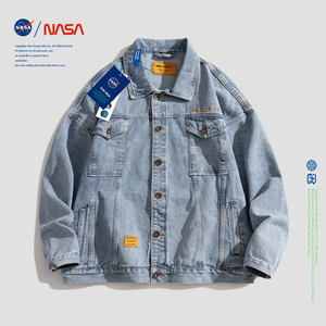 NASA多口袋潮牌夹克男美式上衣2024新款宽松情侣工装牛仔外套男款