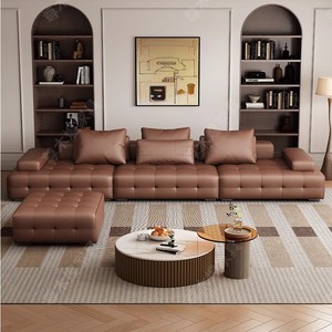 劳伦斯沙发意式极简真皮沙客厅轻奢大户型皮艺沙发直排沙发复古风