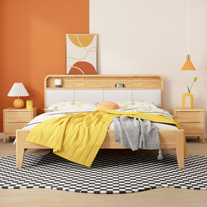 宜家实木床现代简约原木色1.8米1.5单双人床主卧室经济型婚床家具